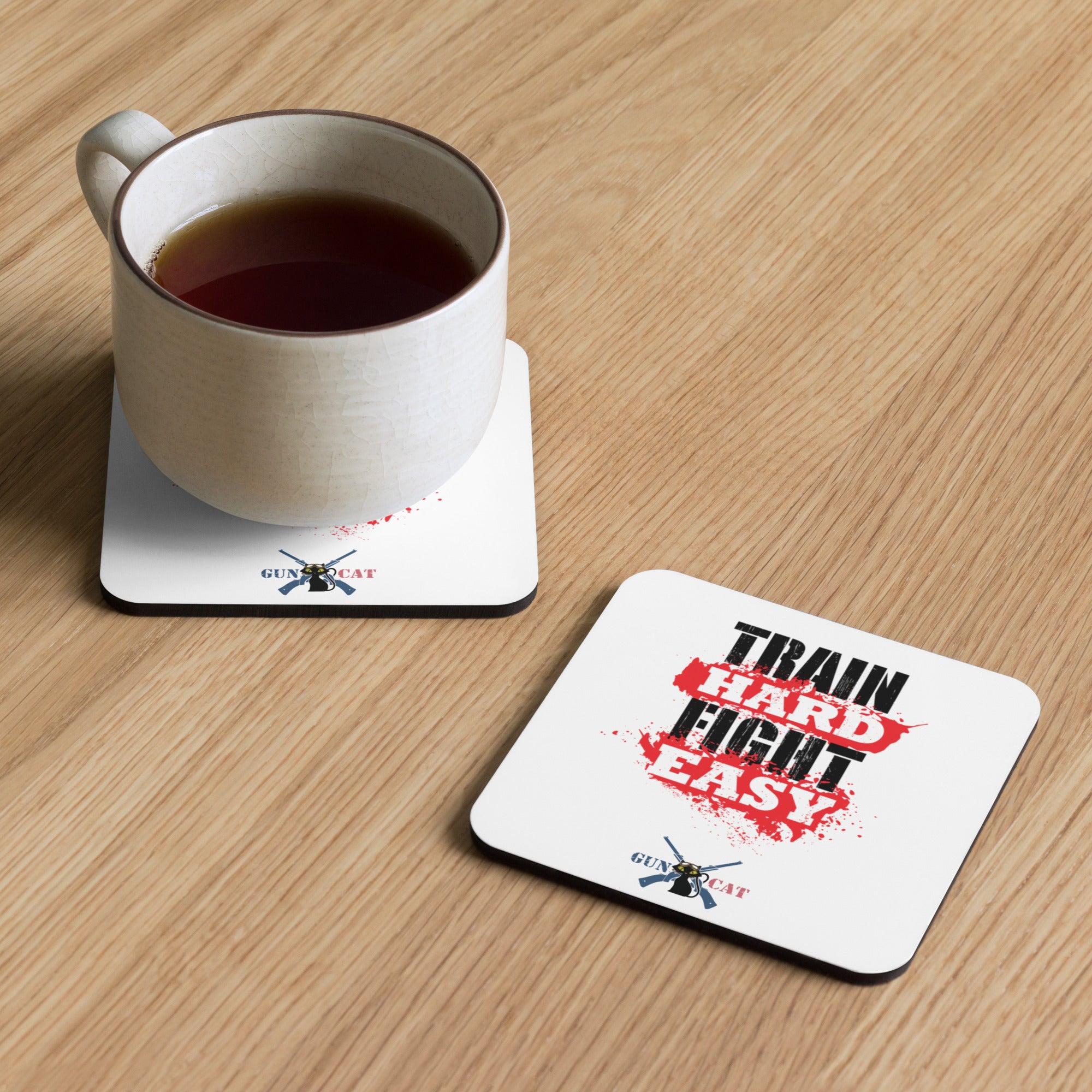 Train Hard, Fight Easy! Cork-back coaster